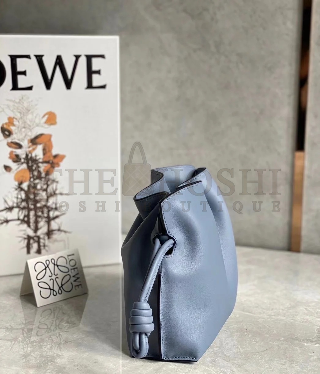 L0ew* Mini Flamenco Clutch Bag In Atlantic Blue Calfskin Master Quality