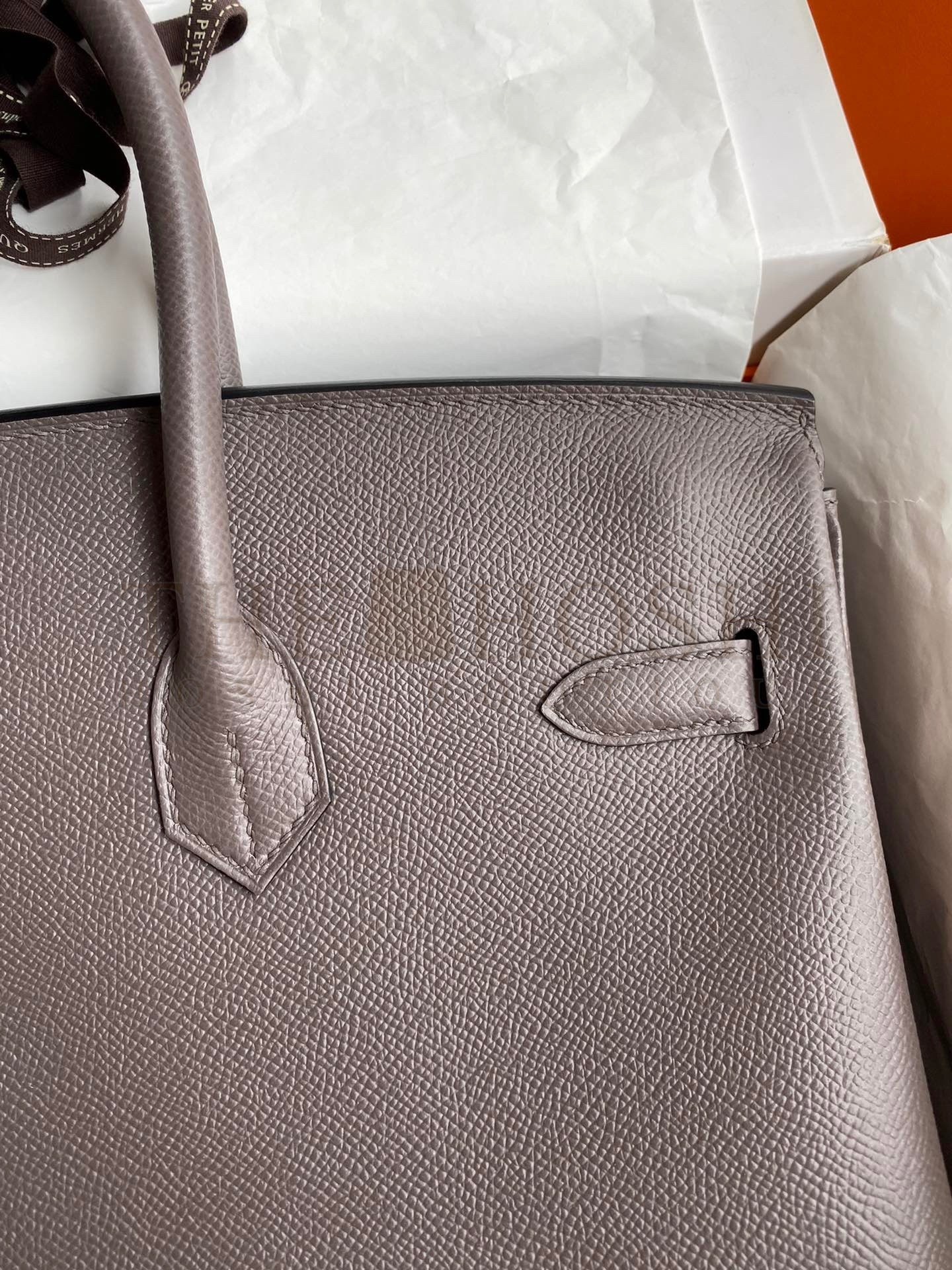 H**me5 Birkin 35 Retourne Handmade Bag In Etain Epsom Calfskin Master Quality