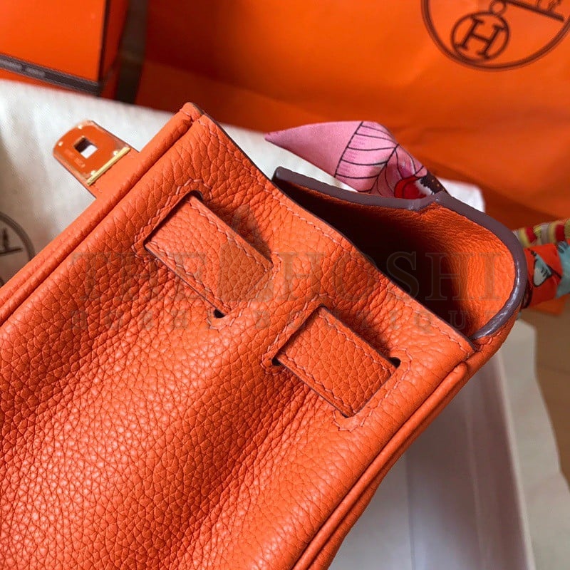 H**me5 Kelly Retourne 28 Handmade Bag In Orange Clemence Leather Master Quality