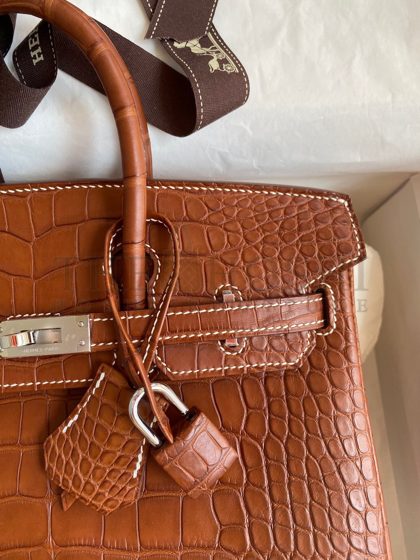 H**me5 Birkin 25 Retourne Handmade Bag In Gold Matte Alligator Leather Master Quality