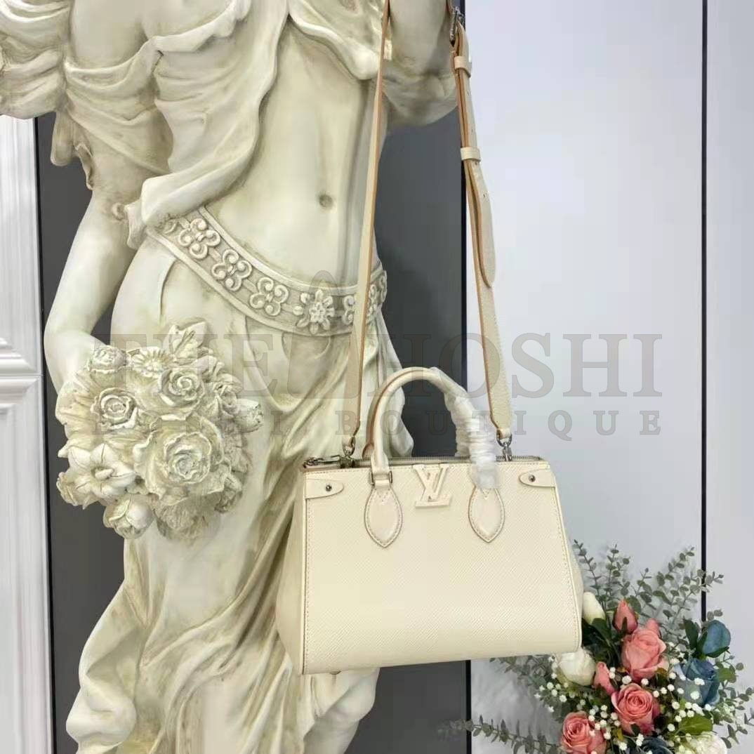 L0vis Vvtt0n LV Women Grenelle Tote MM Bag Galet Gray Epi Grained Cowhide Leather Master Quality