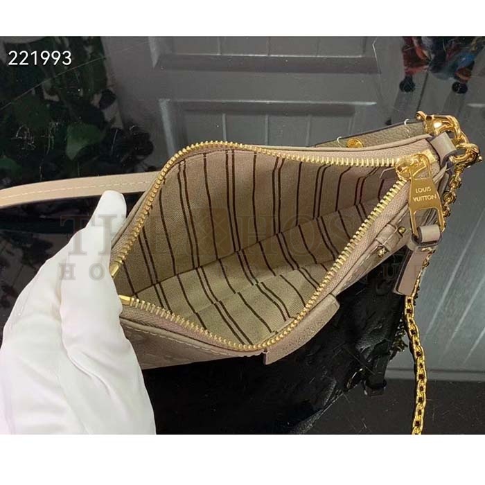 L0vis Vvtt0n LV Women Easy Pouch On Strap Beige Embossed Monogram Empreinte Cowhide Leather Master Quality