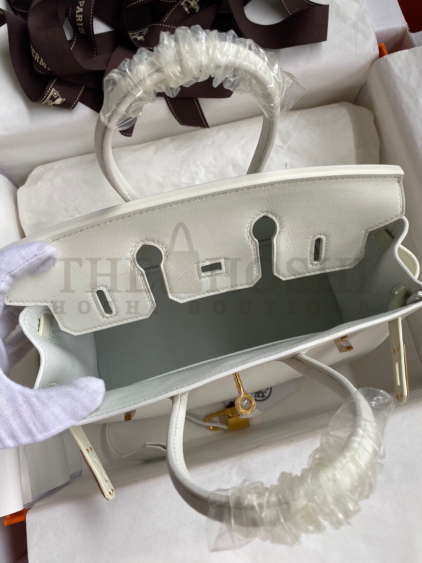 H**me5 Birkin 25 Retourne Handmade Bag In White Swift Calfskin Master Quality