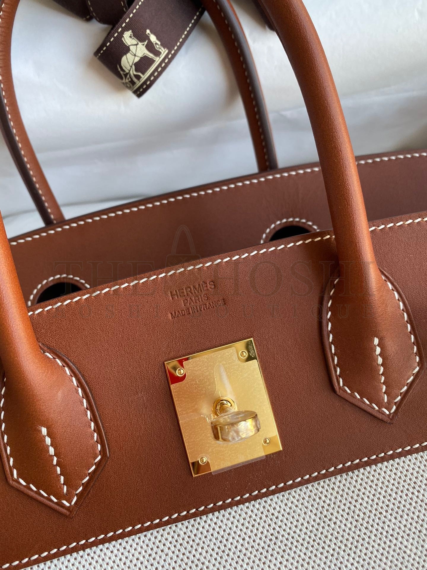 H**me5 Birkin 30 Handmade Bag In Toile &amp; Gold Swift Leather Master Quality