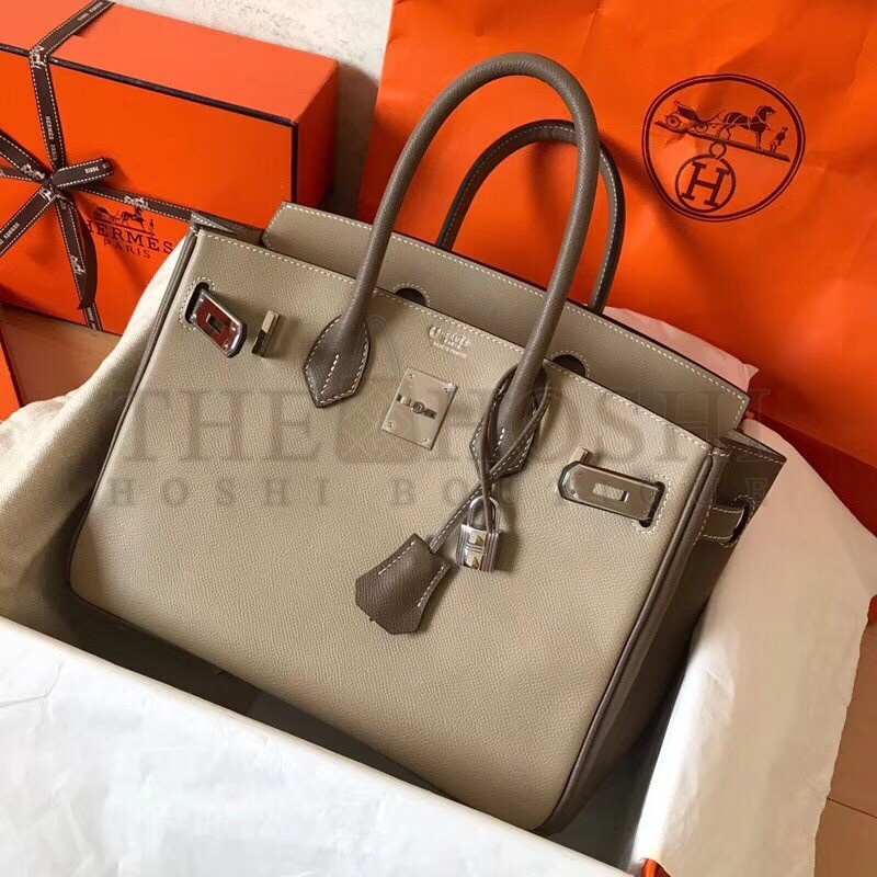 H**me5 Bicolor Epsom Birkin 30cm Handmade Grey Bag Master Quality