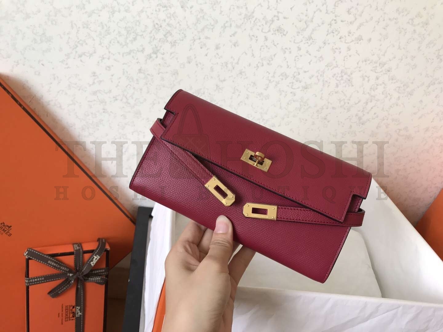 H**me5 Kelly Classic Long Wallet In Ruby Epsom Leather Master Quality