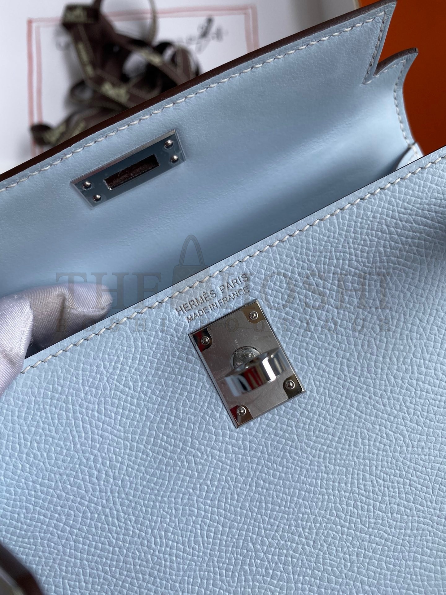 H**me5 Kelly Mini II Sellier Handmade Bag In Blue Brume Epsom Calfskin Master Quality