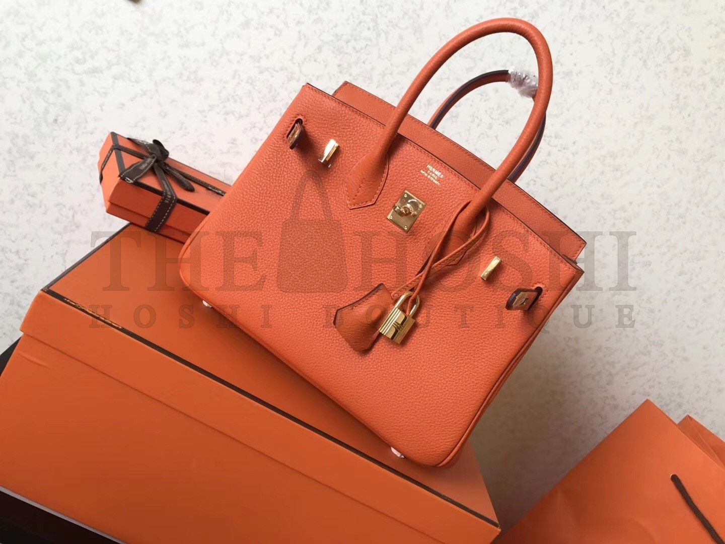 H**me5 Orange Birkin 25cm Clemence Handmade Bag Master Quality