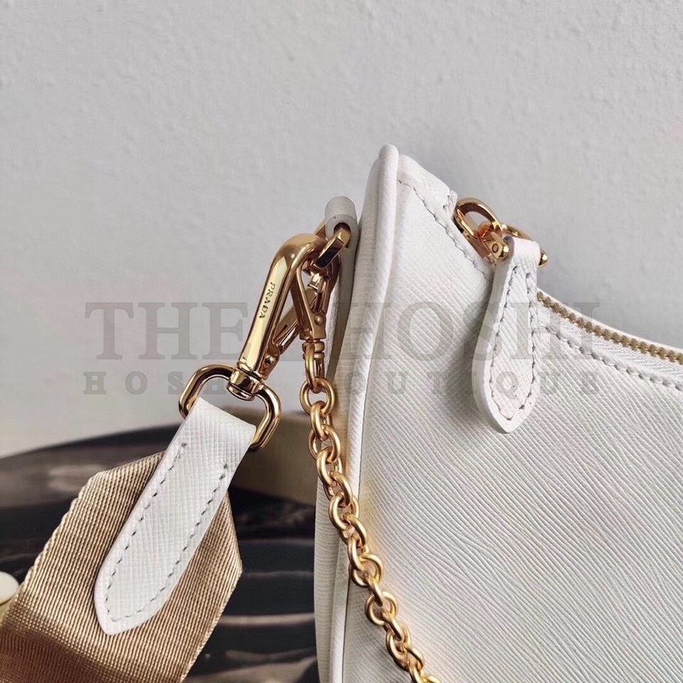 Pra*a Re-Edition 2005 Shoulder Bag In White Saffiano Leather Master Quality