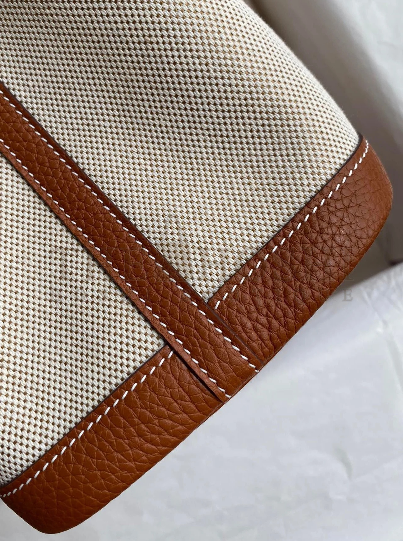 H**me5 Garden Party 30 Handmade Bag in Toile and Gold Leather Master Quality