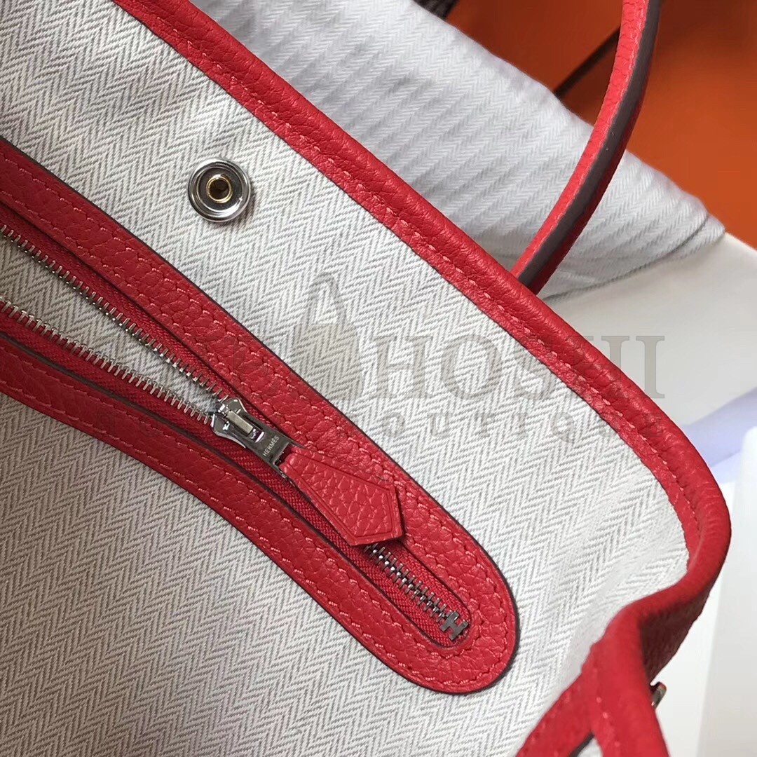 H**me5 Garden Party 30 Bag In Red Clemence Leather Master Quality