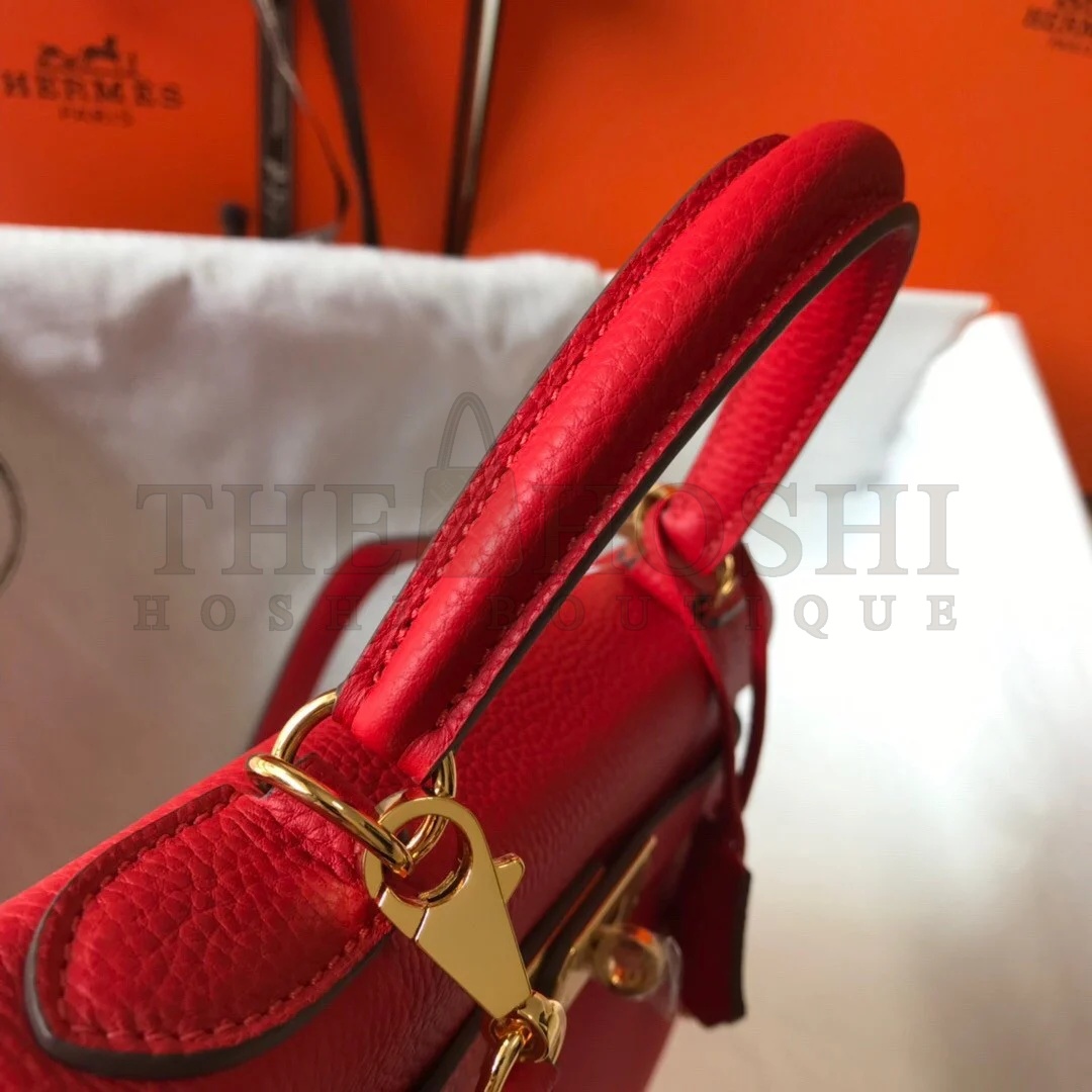 H**me5 Kelly 32cm Retourne Bag in Red Clemence Leather GHW Master Quality