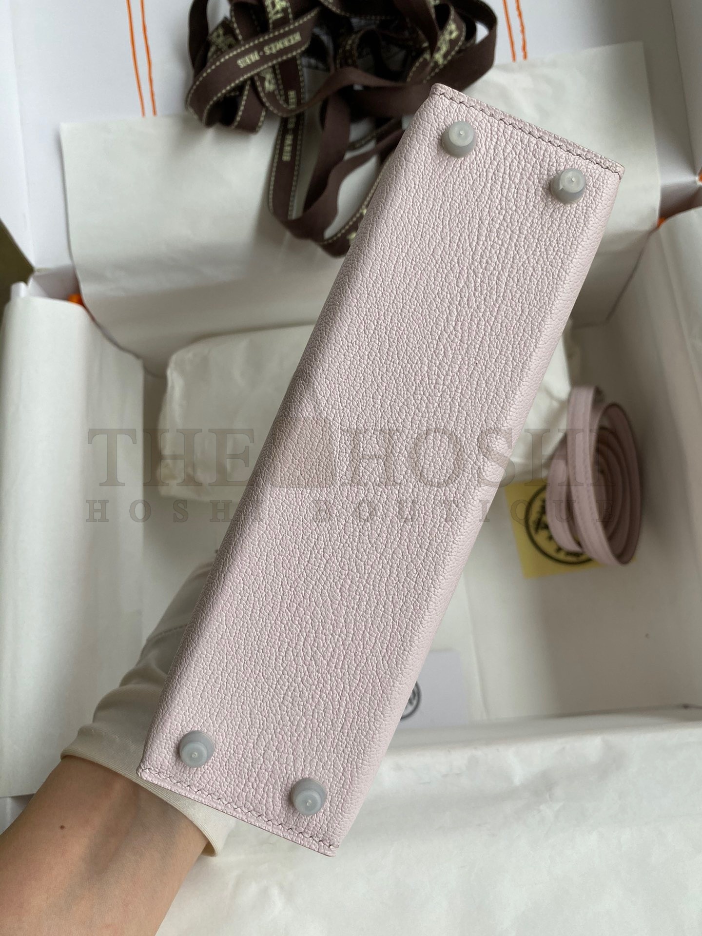 H**me5 Kelly Mini II Sellier Handmade Bag In Mauve Pale Chevre Mysore Leather Master Quality