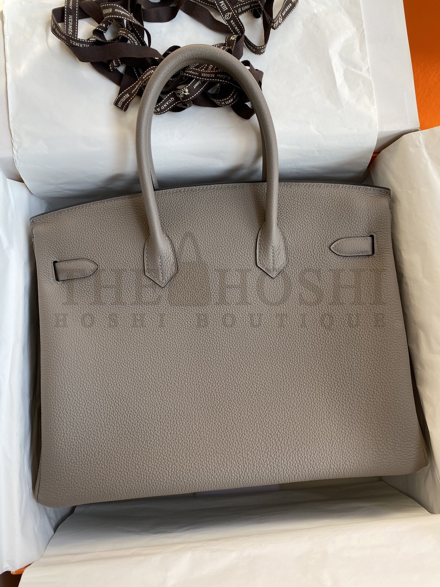 H**me5 Birkin 35 Retourne Handmade Bag In Gris Asphalt Clemence Leather Master Quality