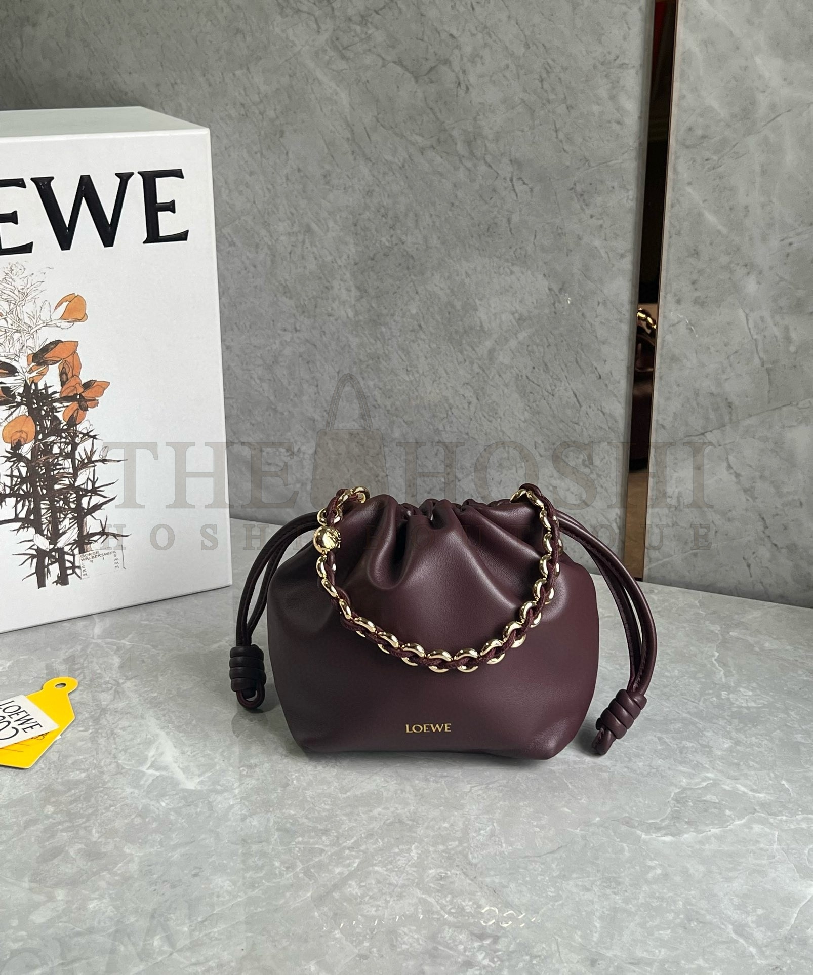 L0ew* Mini Flamenco Purse Bag in Burgundy Nappa Lambskin Master Quality