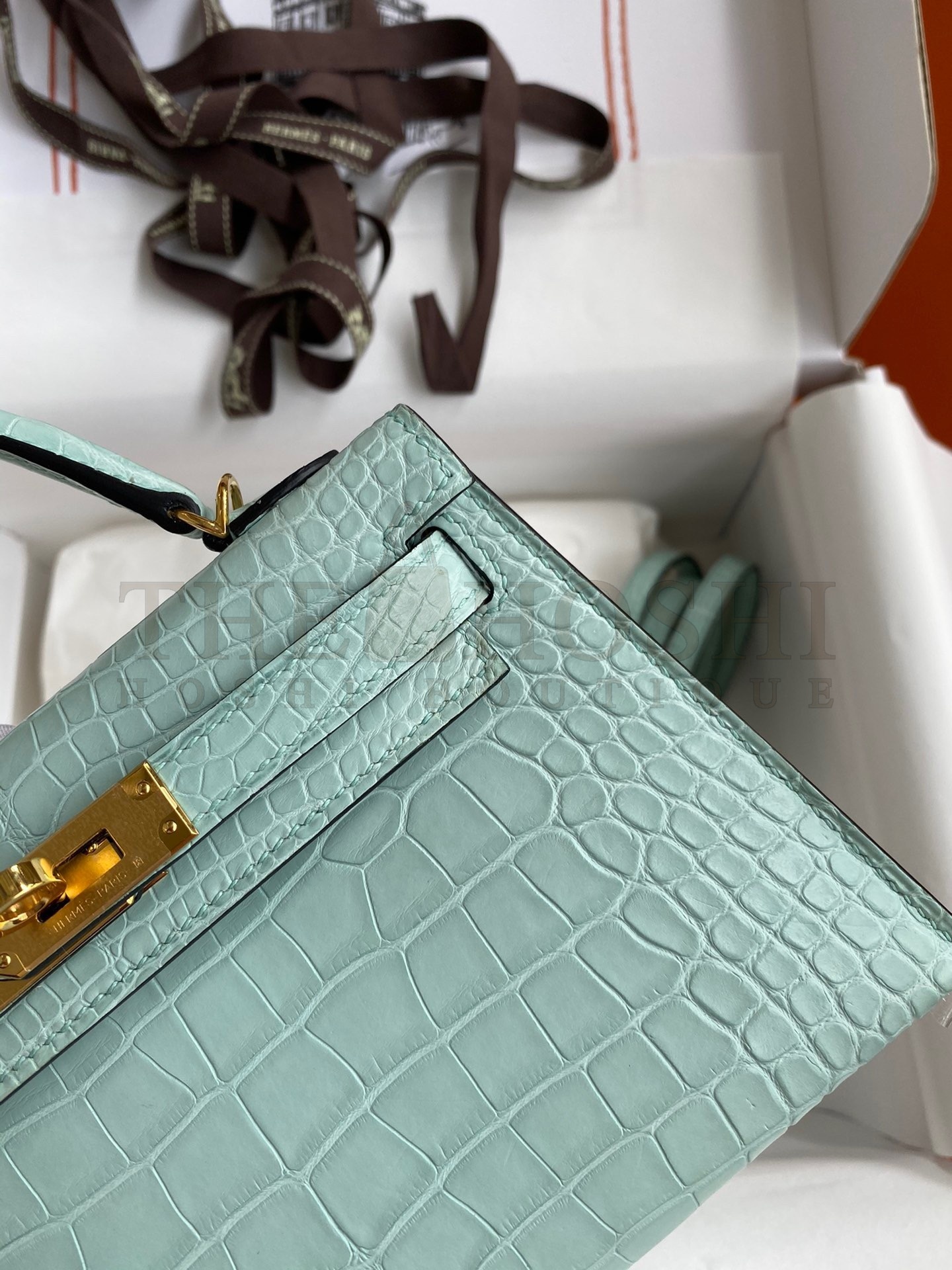 H**me5 Kelly Mini II Sellier Handmade Bag In Vert D