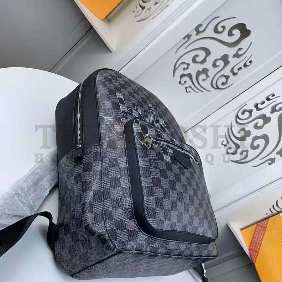 L0vis Vvtt0n LV Men Josh Backpack Bag in Damier Graphite Coated Canvas-Grey Master Quality
