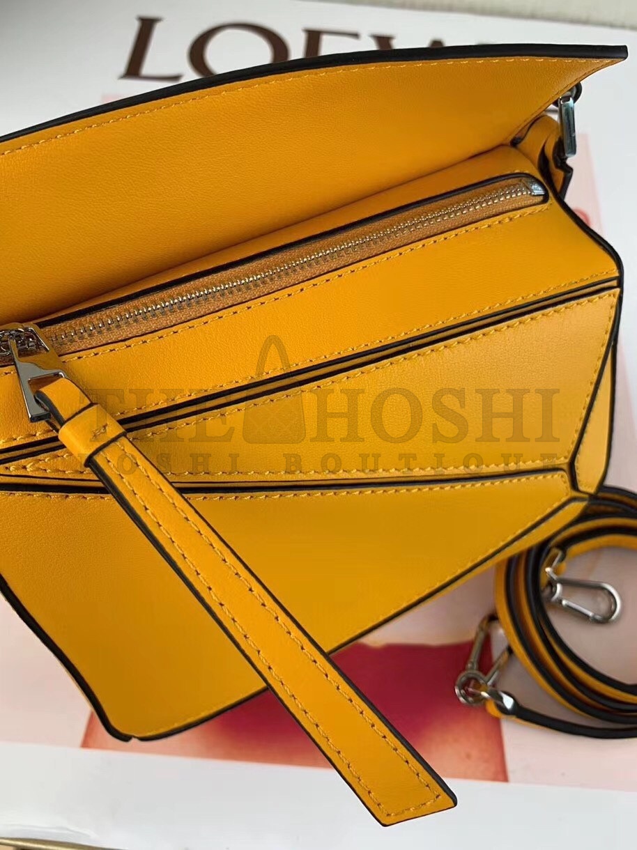 L0ew* Mini Puzzle Bag In Yellow Calfskin Leather Master Quality