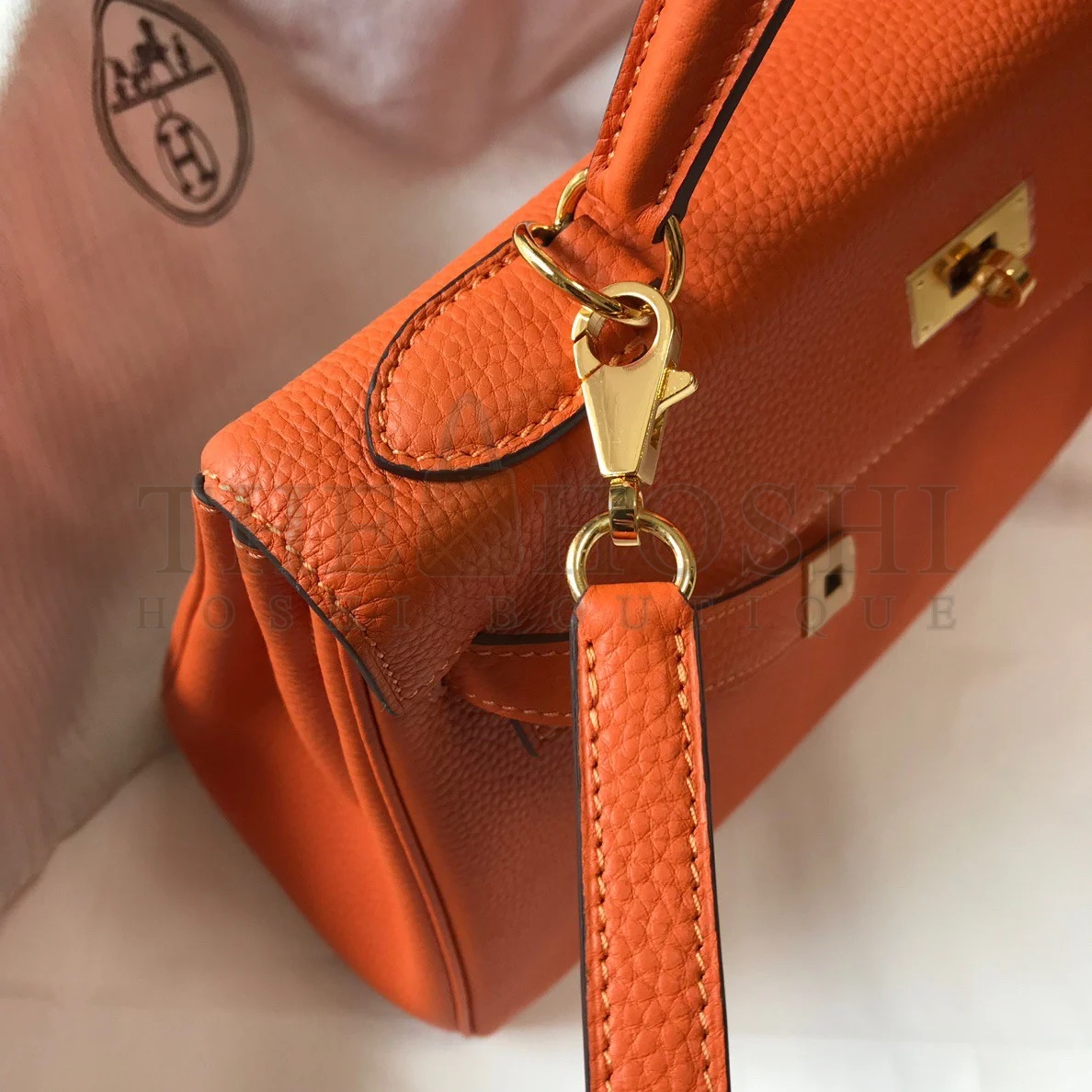 H**me5 Kelly 25cm Retourne Bag in Orange Clemence Leather GHW Master Quality
