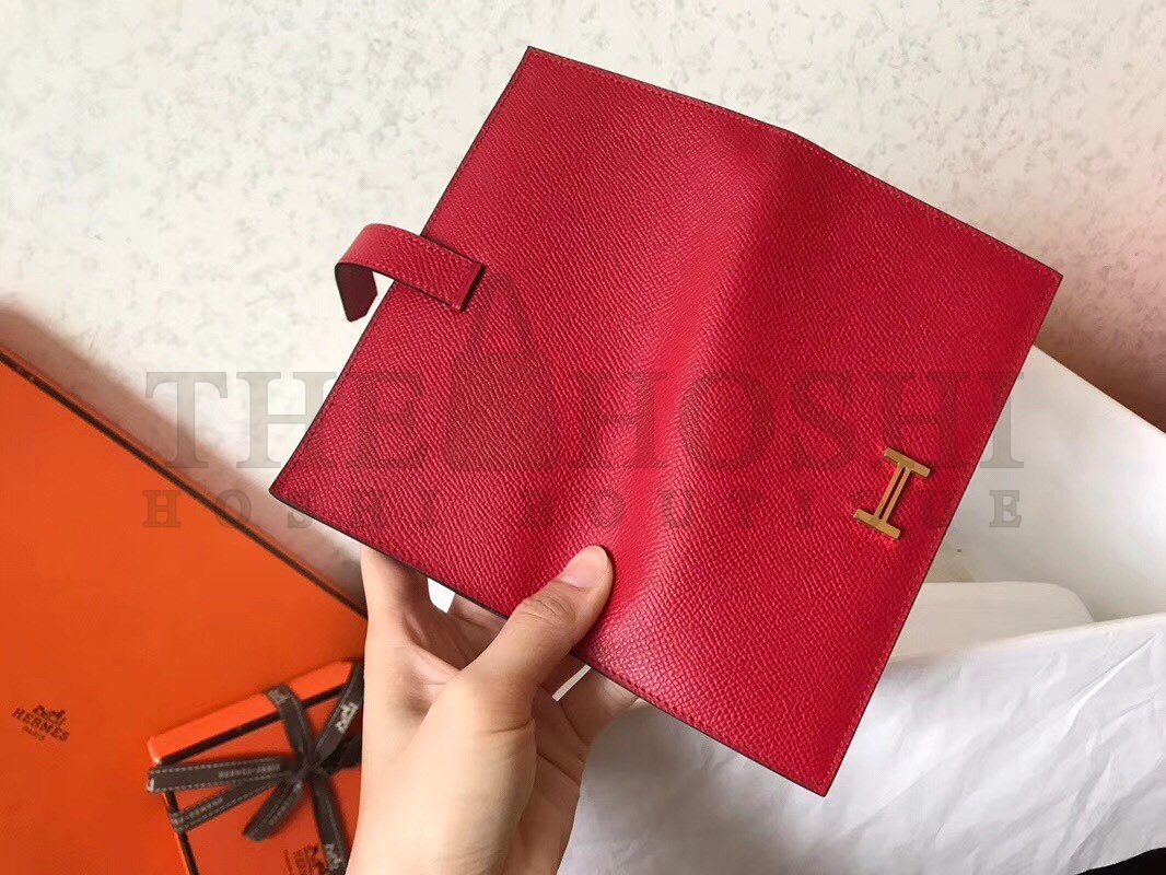 H**me5 Red Epsom Bearn Gusset Wallet Master Quality