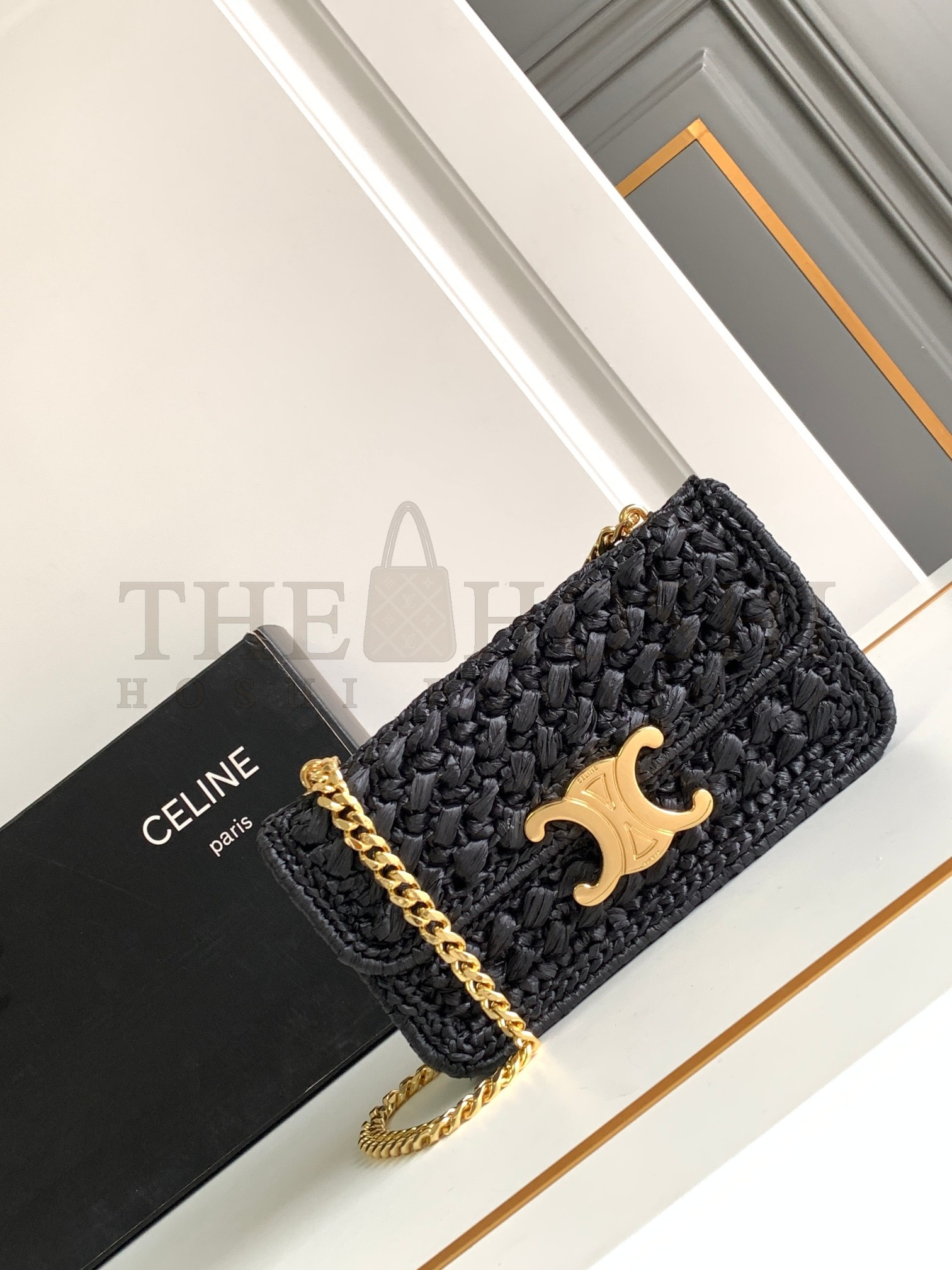 Ce1i*e Raffia Mini Trimophe bag 20.5 X 10.5 X 4 cm Master Quality