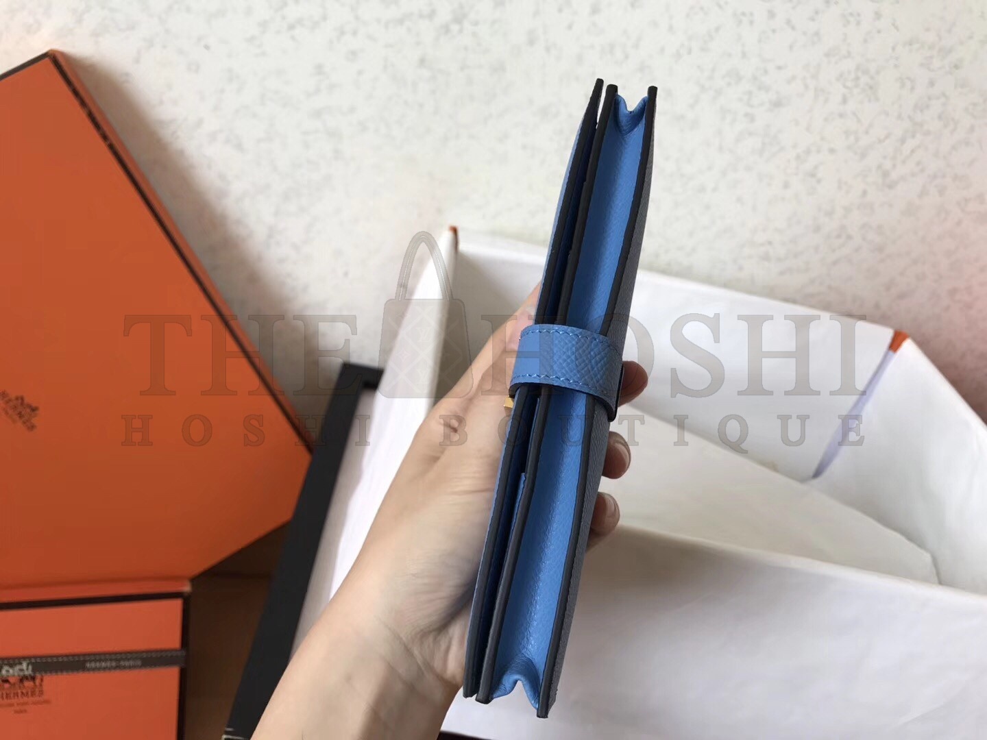 H**me5 Blue Jean Epsom Bearn Gusset Wallet Master Quality