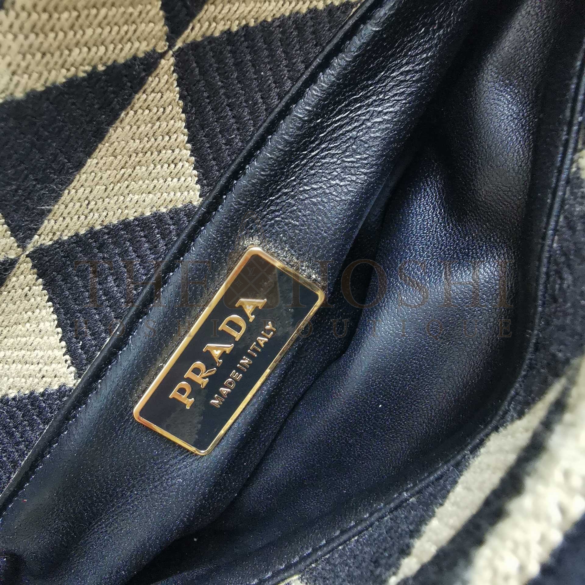 Pra*a S*pernova Small Shoulder Bag In Black/Beige Fabric Master Quality