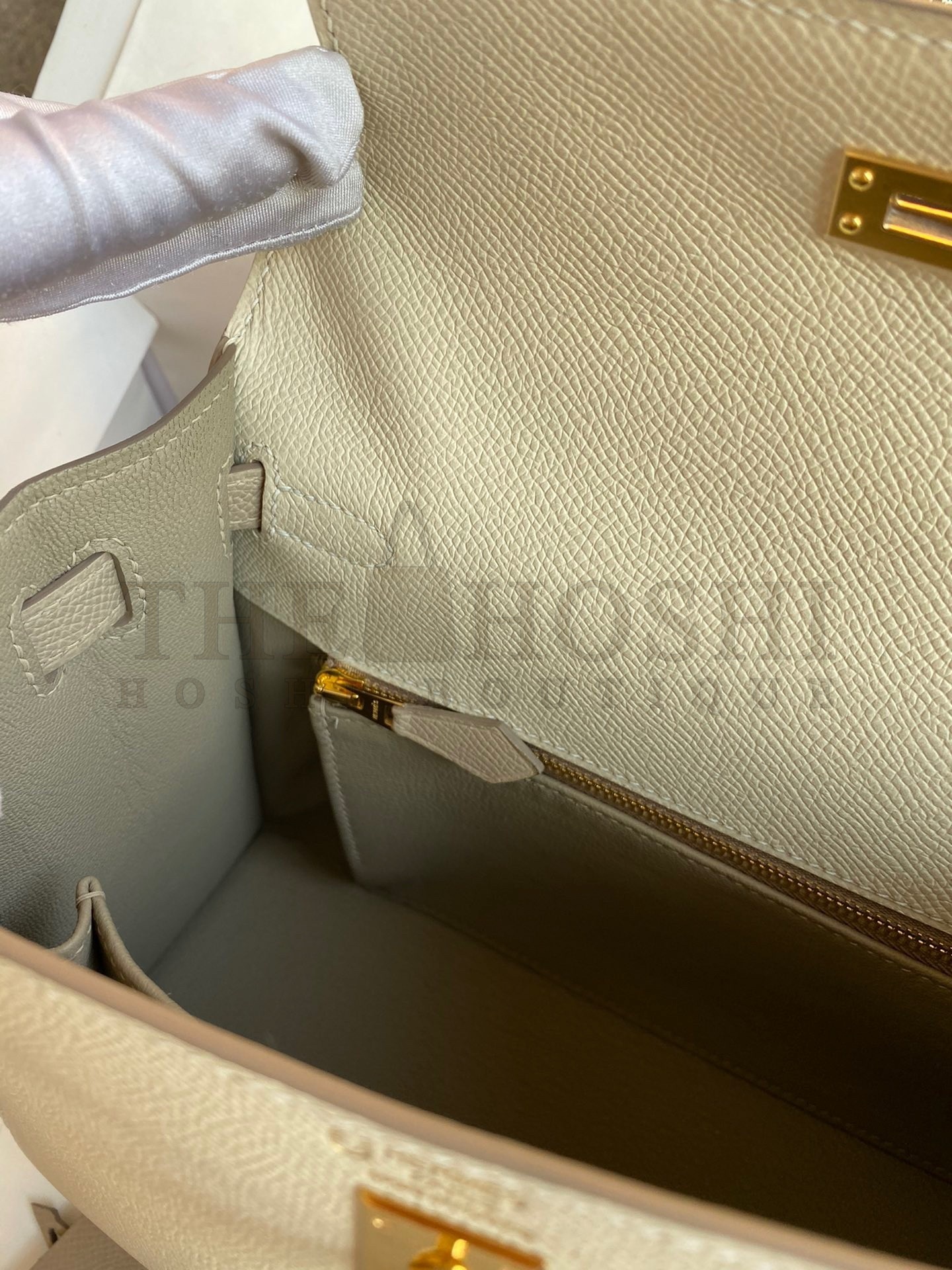 H**me5 Kelly Sellier 25 Bicolor Bag in Craie and Trench Epsom Calfskin Master Quality