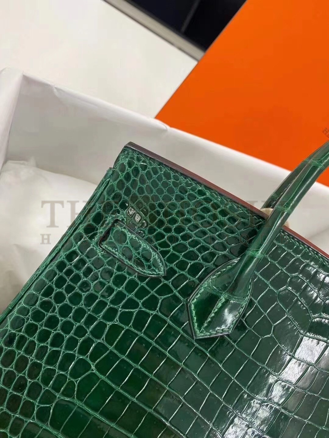 H**me5 Birkin 30cm Bag In Green Crocodile Porosus Shiny Skin Master Quality