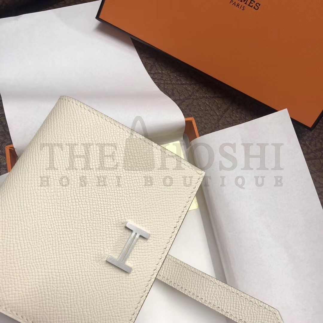 H**me5 Bearn Compact Wallet In White Epsom Leather Master Quality