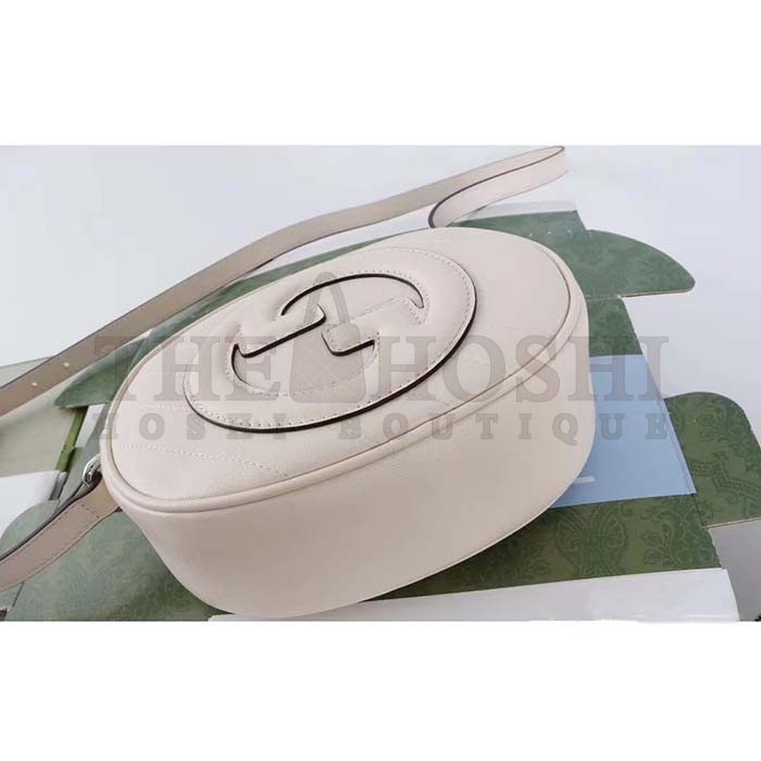 Gvc*1 Women GG Blondie Mini Shoulder Bag White Leather Round Interlocking G Patch Master Quality
