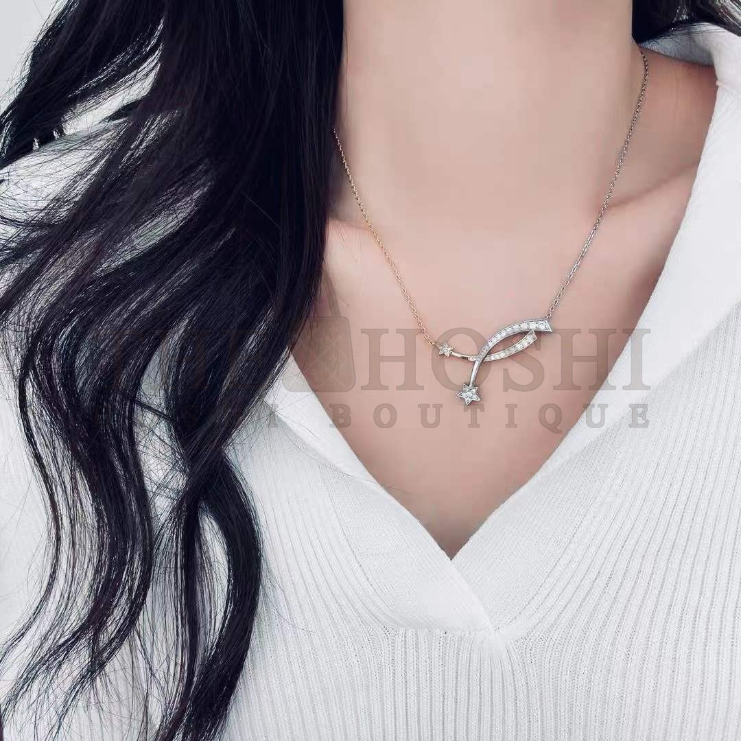 Ch**el Women CC Etoile Filante Necklace 18K White Silver D1am0nds Master Quality