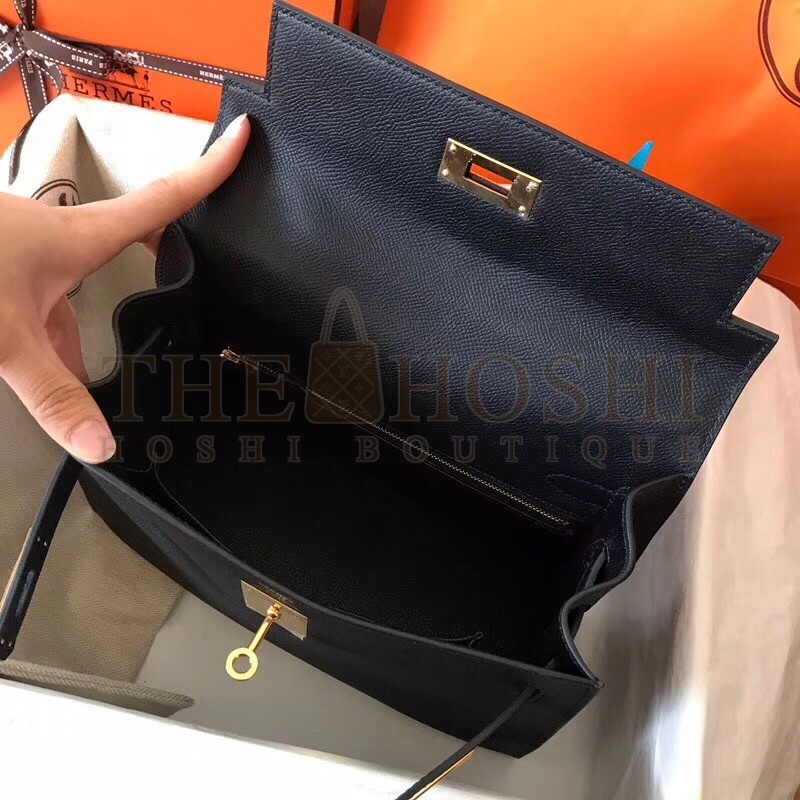 H**me5 Black Epsom Kelly 28cm Handmade Bag Master Quality