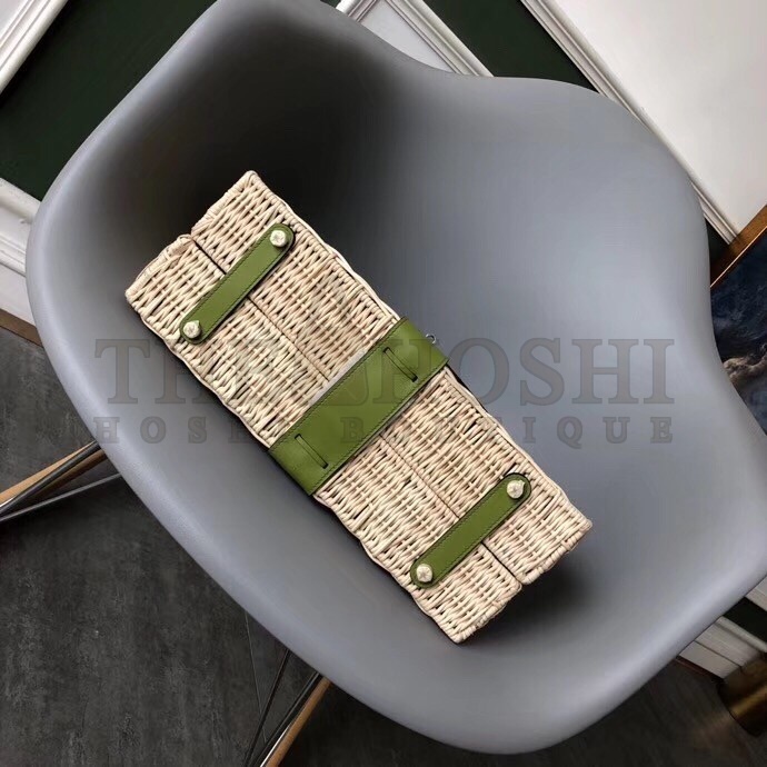 H**me5 Green Picnic Kelly 35cm Wicker Bag Master Quality