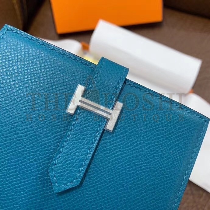 H**me5 Bearn Compact Wallet In Blue Izmir Epsom Leather Master Quality