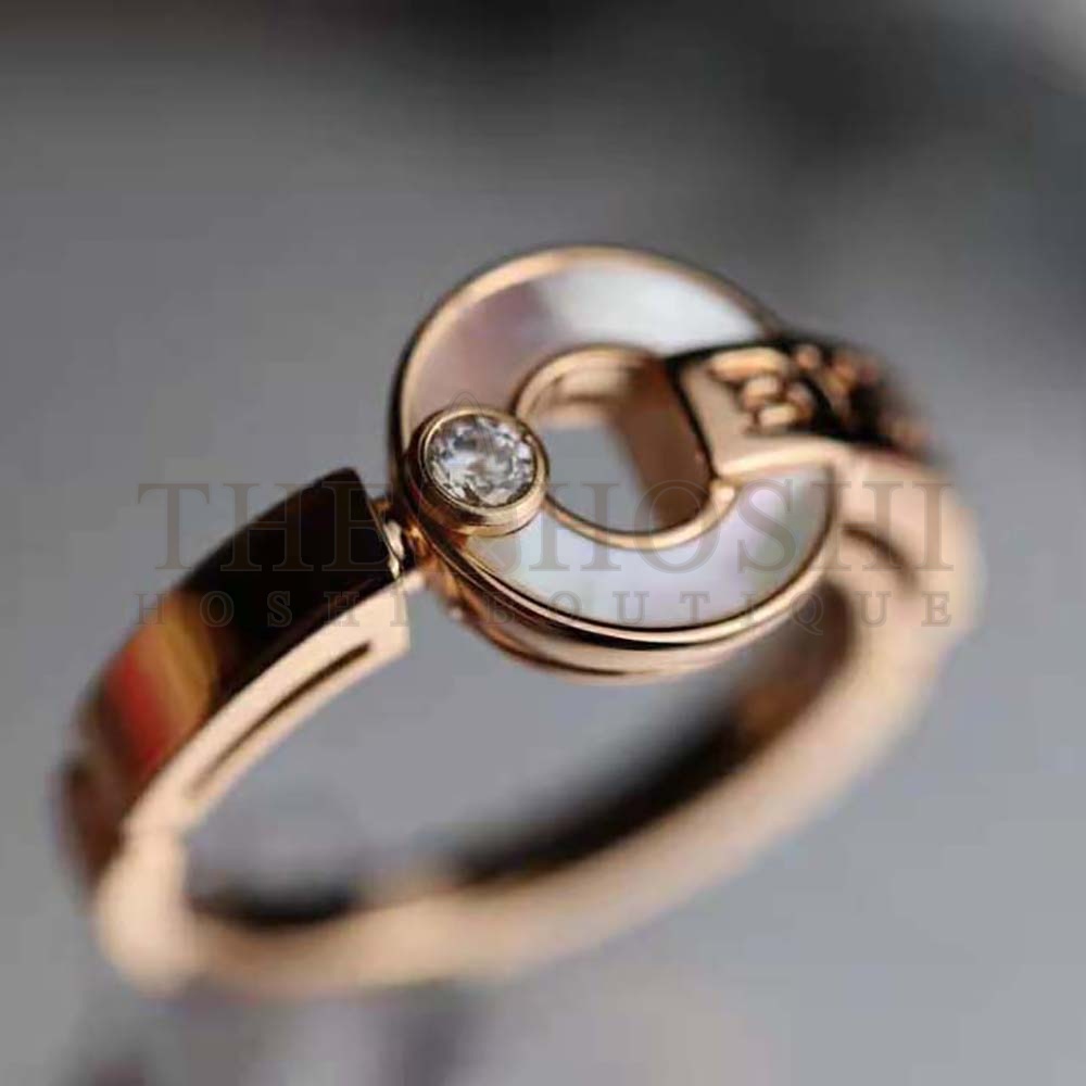 Bv1g*ai Women Openwork 18 KT Rose Gold Ring Master Quality
