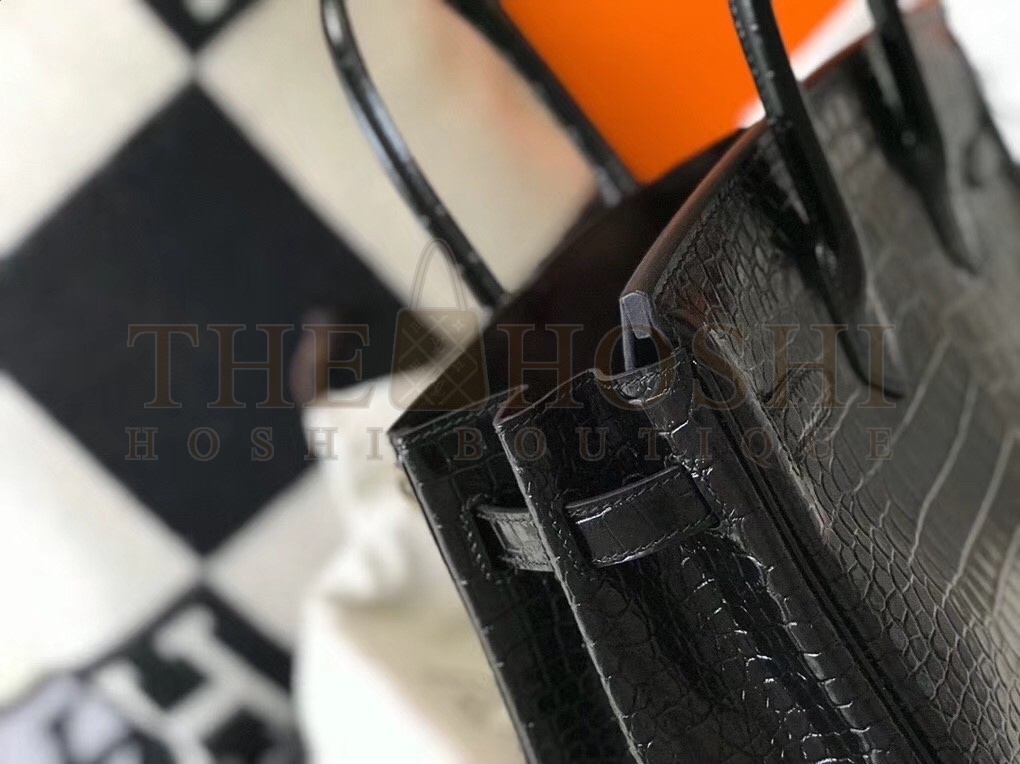 H**me5 Birkin 30cm Bag In Black Embossed Crocodile Leather Master Quality