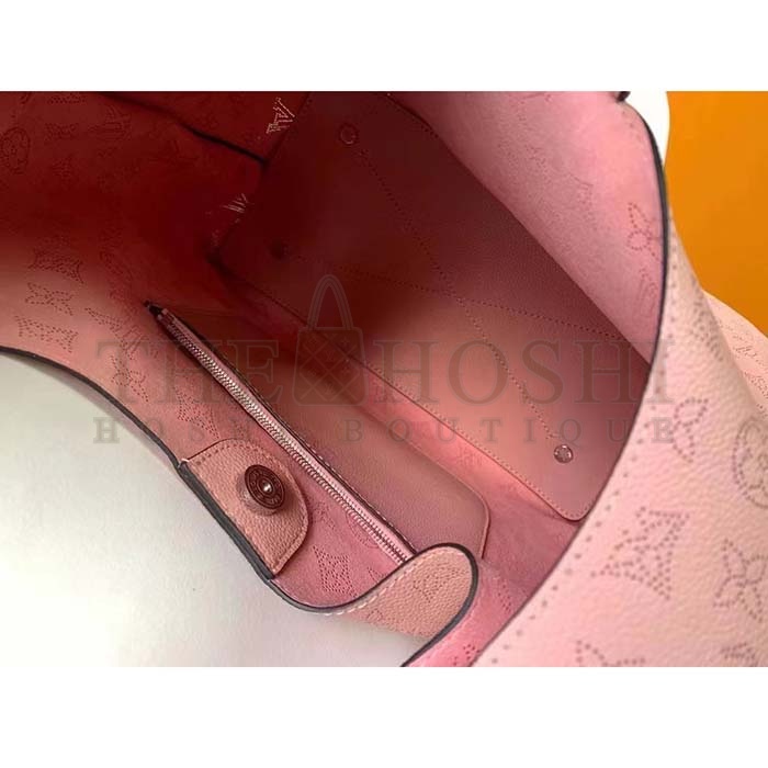 L0vis Vvtt0n LV Women Carmel Hobo Bag Pink Mahina Perforated Calfskin Leather Master Quality