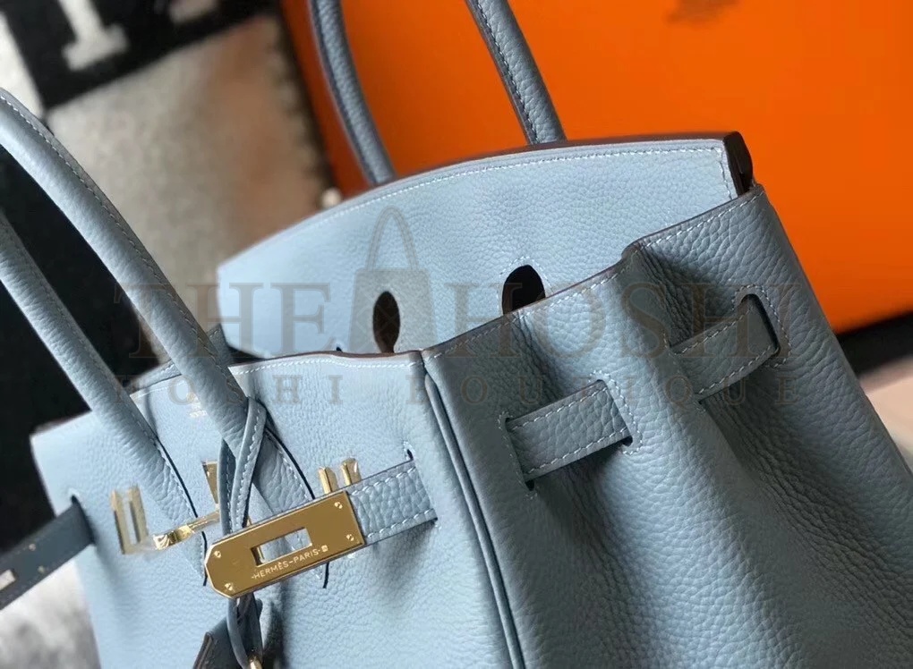 H**me5 Birkin 35 Bag in Blue Lin Clemence Leather with GHW Master Quality