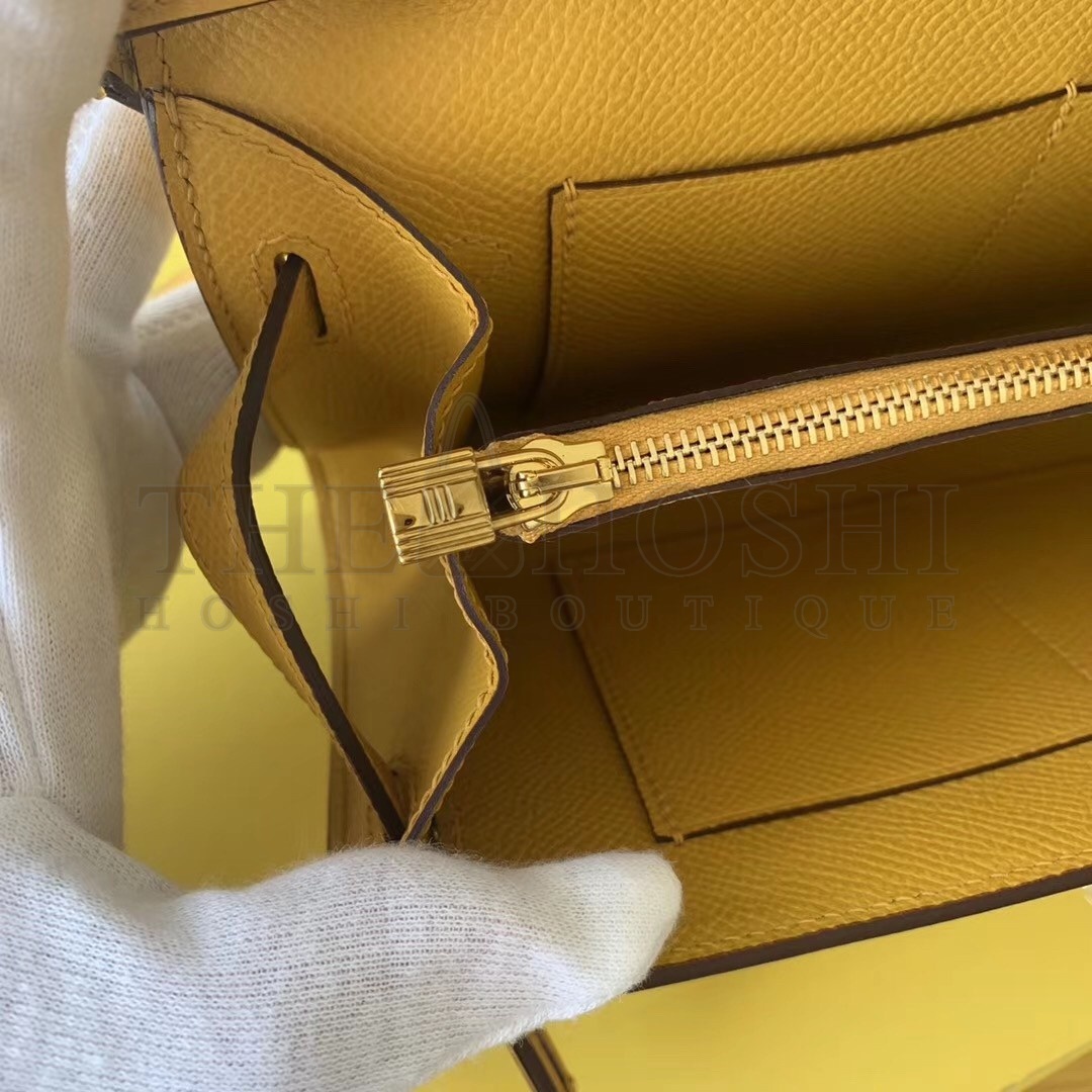 H**me5 Kelly Classique To Go Wallet In Yellow Epsom Calfskin Master Quality