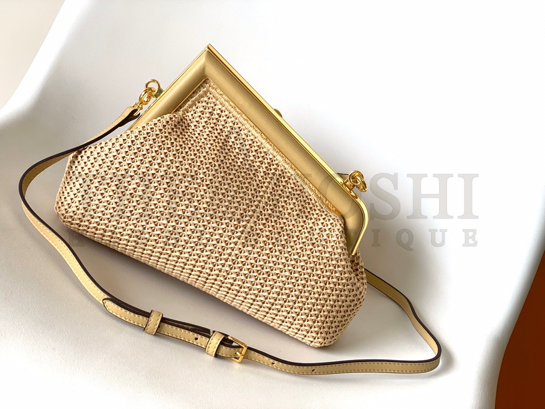 F**di First Small Bag In Beige Raffia Macrame Master Quality
