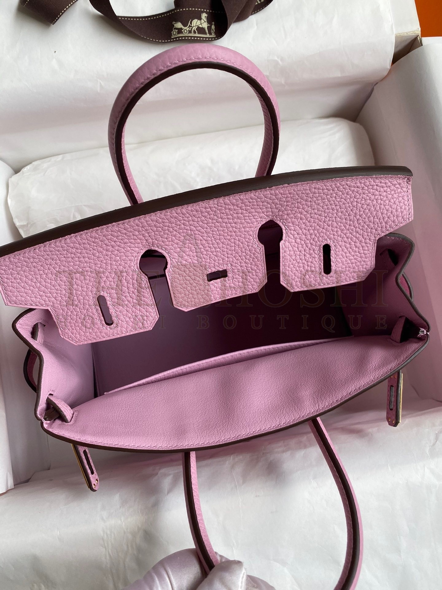 H**me5 Birkin 25 Retourne Handmade Bag In Mauve Sylvestre Clemence Leather Master Quality