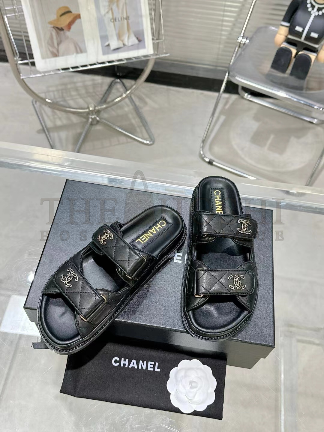 Ch**el Classic Velcro Dad Sandals real leather sole Master Quality