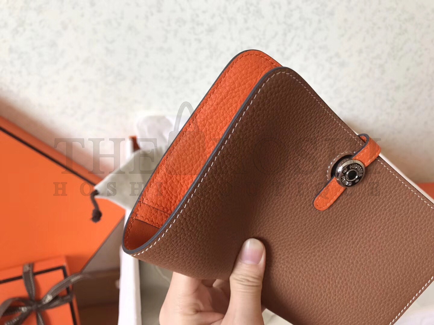 H**me5 Bicolor Dogon Duo Wallet In Brown/Orange Leather Master Quality