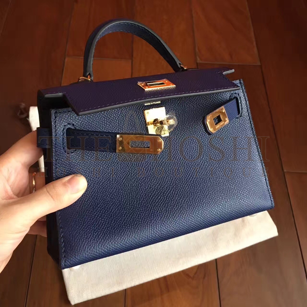 H**me5 Sapphire Epsom Kelly Mini II Handmade Bag Master Quality