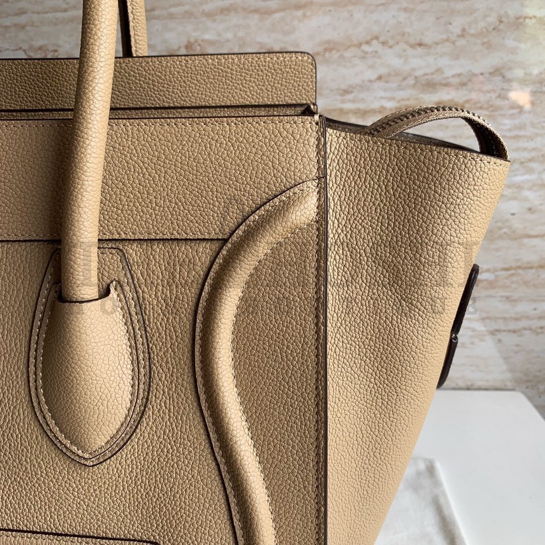 Ce1i*e Mini Luggage Tote Bag In Dune Drummed Calfskin Master Quality