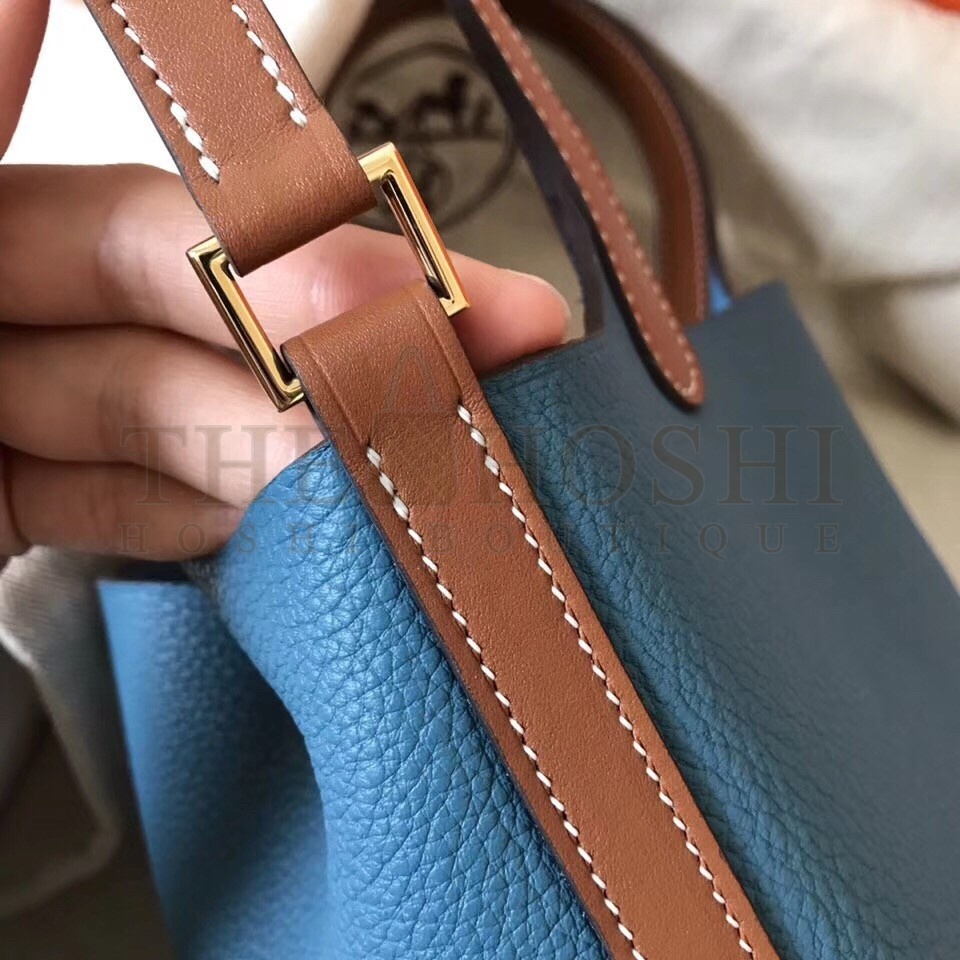H**me5 Bicolor Picotin Lock PM 18cm Blue Jean Bag Master Quality