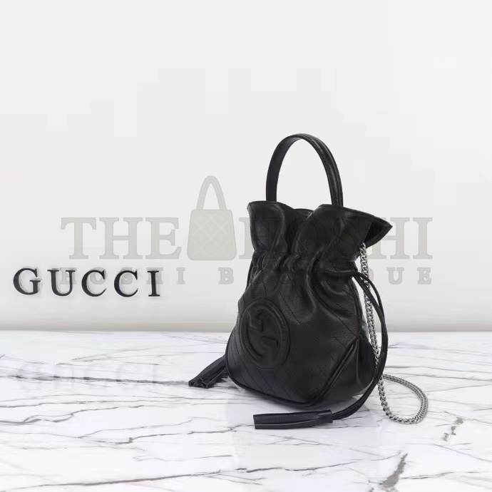 Gvc*1 Women GG Blondie Mini Bucket Bag Black Leather Round Interlocking G Master Quality