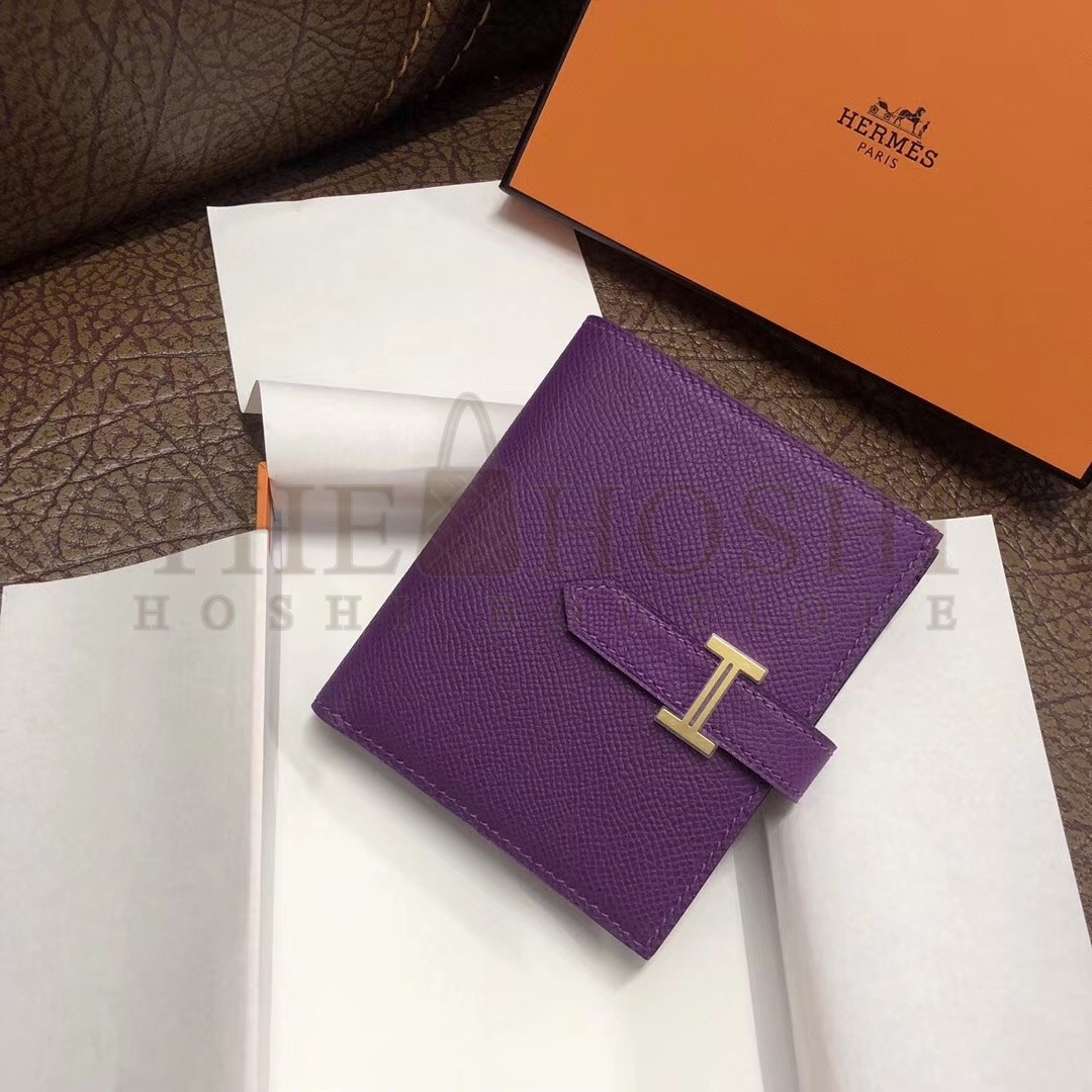 H**me5 Bearn Compact Wallet In Purple Epsom Leather Master Quality