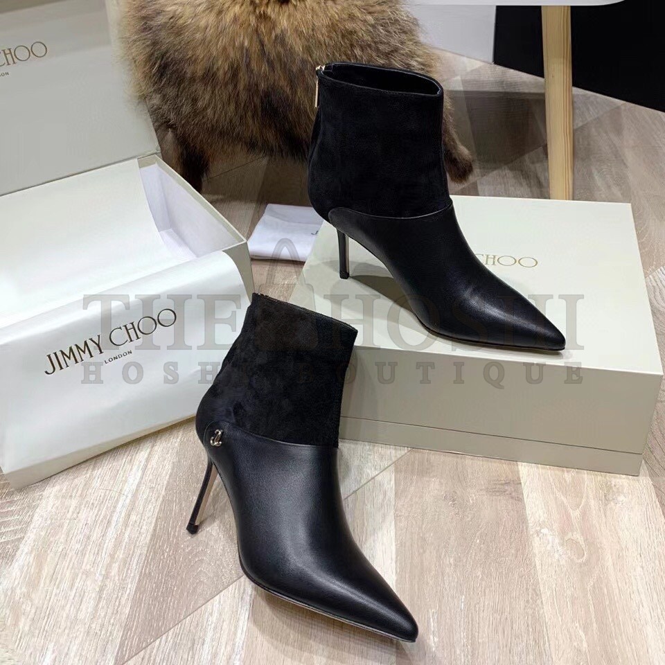 J1m*y Ch00 Beyla 85mm Ankle Boots In Black Leather Master Quality